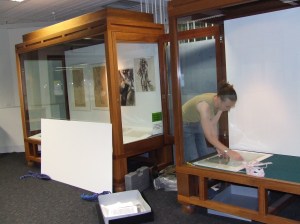Claire installing work in the RMIT library
