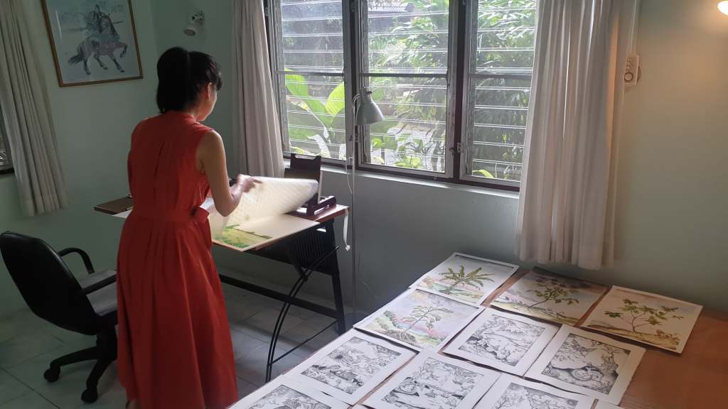 Rui Matsunaga working at Studio 88 Artist Residency, Chiang Mai